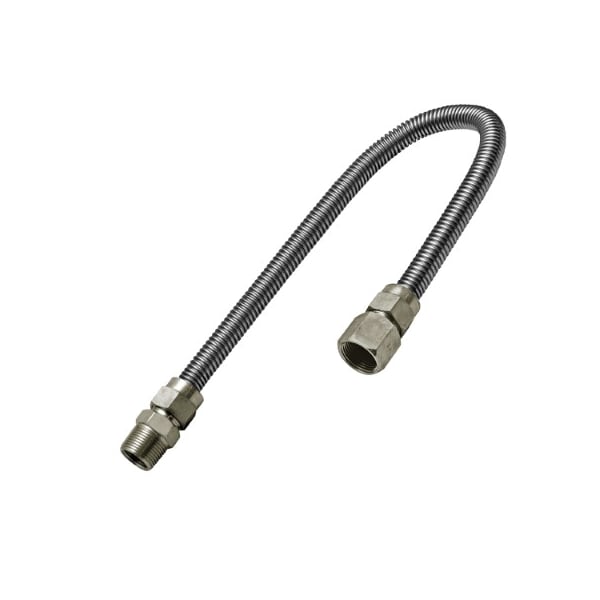 Flextron Gas Line Hose 1/2'' O.D. x 30'' Length 3/8" FIP x MIP Fittings, Stainless Steel Flexible Connector FTGC-SS38-30I - main